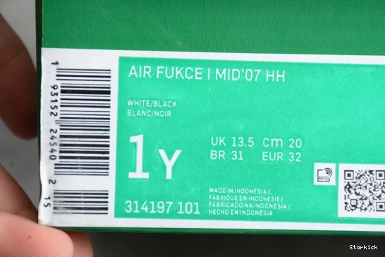 Black Kids 07 1 Air Force Mid White Red 314197-101 Nike 0306